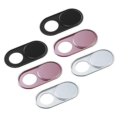 Phone Camera Cover Slide, 0.027In Ultra-Thin Metal Camera Cover, Camera Privacy Covers Accessories for MacBook, iMac, Laptop, PC, iPad, iPhone, Cell Phone, Protect Privacy (Black/Pink/Silver-6 Pack) - color: Black/Pink/Silver - 6 Pack