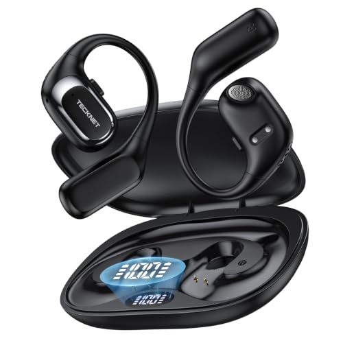 TECKNET Open Ear Headphones, Wireless Earbuds with Ear Hooks, Black - color: Black