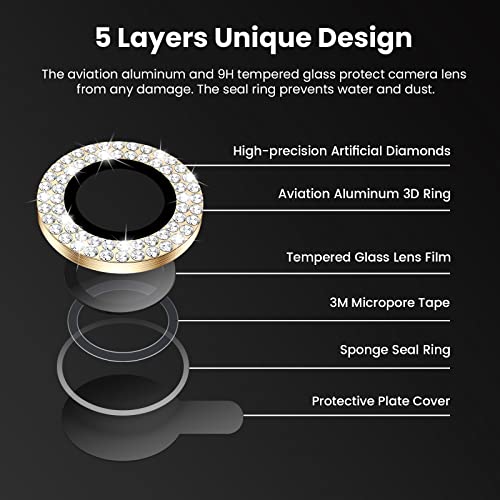 Tensea Diamond Camera Lens Protector for iPhone 13 Pro - iPhone 13 Pro Max - color: Gold Diamond