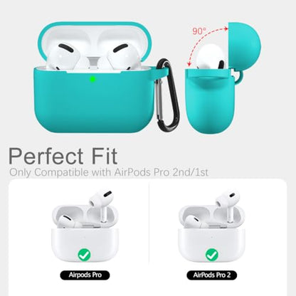 Lerobo for AirPods Pro 2nd/1st Case with Keychain, Teal - color: Teal