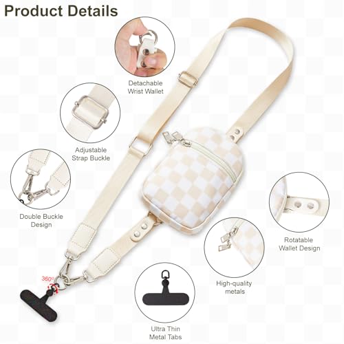 3-in-1 Clip And Go Phone Strap Crossbody With Detachable Wallet, RFID Blocking, Adjustable Anti-Theft Phone Lanyard - color: Beige