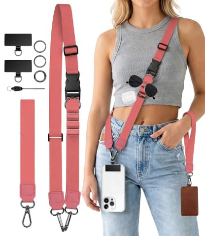 Phone Lanyard Crossbody Wrist Neck Strap Adjustable Women Solid - color: 1 Solid Pk
