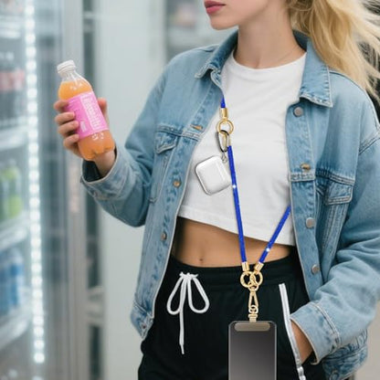 ABJFJE Crystal Phone Lanyard Crossbody & Wrist Strap Phone Strap Crossbody & Wrist Lanyard Anti Theft Phone Strap for Women - color: Ryalblue Crystal