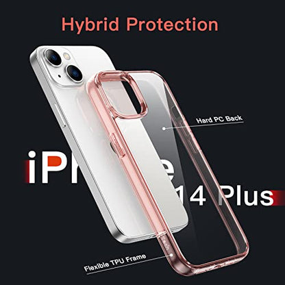 JETech Case for iPhone 14 Plus 6.7-Inch, Non-Yellowing Shockproof Phone Bumper Cover, Anti-Scratch Clear Back (Rose Gold) - color: Rose Gold, size: iPhone 14 Plus