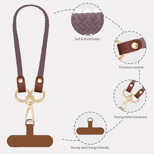 Hovmwey Stretchy Phone Lanyard Tether, 2 Pack Phone Leash Anti-theft Phone Strap for Anti-drop Outdoor Hiking Cycling Climbing Universal for Most Cell Phones, Smoky Violet - color: Smkoy Violet