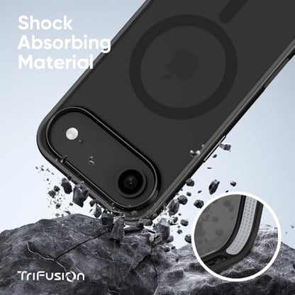 FLOLAB Surtect Tri-Fusion Magnetic for iPhone 17 Air Case Protective Slim Design Magsafe Compatible Military Grade - Full Black Matte Translucent - color: Full Black Matte Translucent, size: iPhone 17 Air