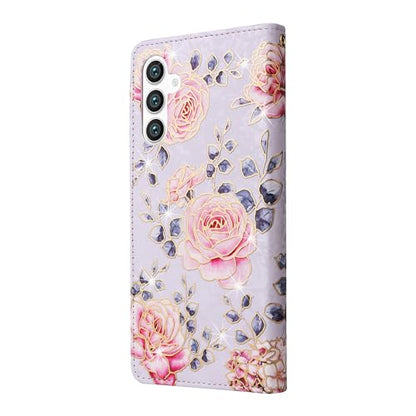 UEEBAI Wallet Case for Samsung Galaxy S23 5G, PU Leather Phone Case Kickstand RFID Blocking Flip Case with Card Slots Wrist Strap Relief Engraved Pattern Magnetic Closure Folio Case - Purple Rose - color: Purple Rose, size: Samsung Galaxy S23 5G