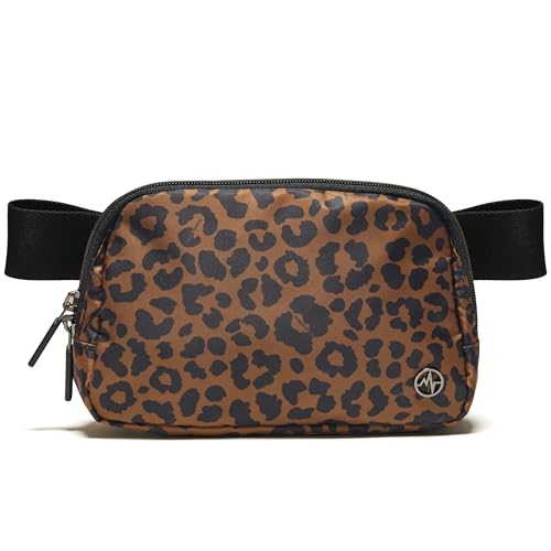 Pander Nylon Fanny Pack for Women, Two-Way Zipper Crossbody Bag - color: Midnight Leopard