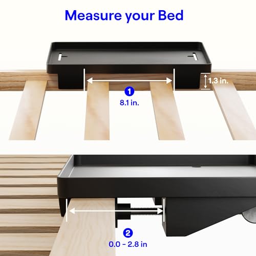 BedShelfie Bedside Shelf for Dorm Room - Cable Catch, Black - color: Black