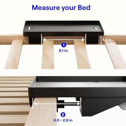 BedShelfie Bedside Shelf for Dorm Room - Cable Catch, Black - color: Black