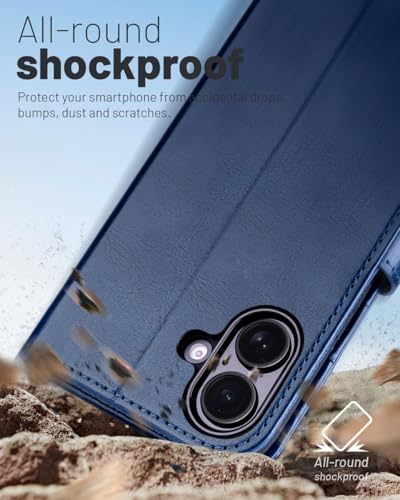 OCASE for iPhone 17 Wallet Case, Card Holder, Blue | RFID Blocking, Kickstand, Magnetic Closure, PU Leather Flip Folio, Shockproof TPU Shell, Protective Phone Cover (6.3") 2025 - color: Blue