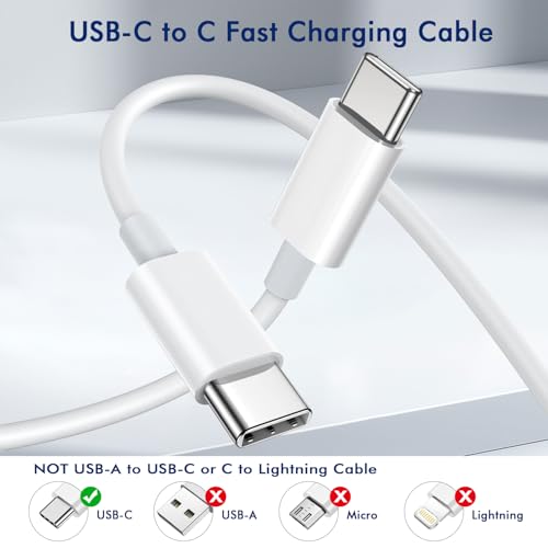 APFEN 2Pack 10FT USB-C to USB-C 60W Fast Charging Cable,White - size: 2Pack-10FT
