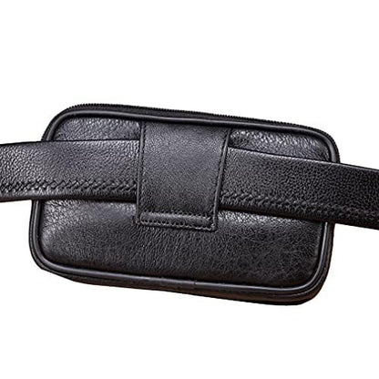 Leather Phone Belt Bag Holster Pouch for Men Loop Flip Coin Purse Case Cell Phone Waist Pack Pouch Case - color: #07black