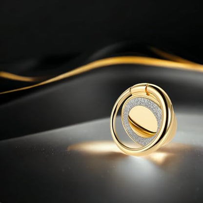 Cell Phone Ring Holder Finger Kickstand Turns 360° Degrees & 180° Degrees Adjustable to Fit Your Needs Helps Stabilize Phone for Selfies iPhone Stand Phone Grip Circle Bling 52014 (Gold) - color: Gold