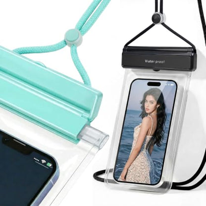IPX8 Waterproof Phone Pouch 2 Pack for iPhone for Android 7.2 in | Dual Layer Seal, Flip-Lock Buckle, Vacation Use, Water Sports, Universal Fit