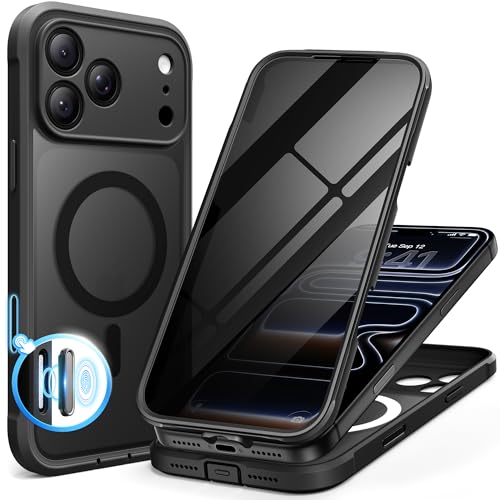 BERFY for iPhone 17 Pro Max Case, Compatible with MagSafe, Built-in Privacy Screen Protector, Camera Protection, Shockproof Full Body Phone Case 6.9", Translucent Black - color: Black, size: For Iphone 17 Pro Max 6.9 Inch