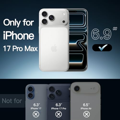 JETech Case for iPhone 17 Pro Max, Anti-Yellowing, Clear | Shockproof Protection, Scratch Resistant Hard PC Back, Durable Transparent TPU Bumper - color: Clear, size: iPhone 17 Pro Max