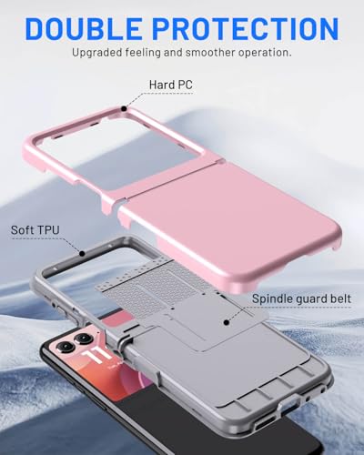 Hinge Protection for Motorola Razr 2026/2025/2024 Case (Pink) | TPU bumper & hard PC, raised camera edges, shockproof, slim, lightweight, dual-layer cover, wireless charging compatible - color: Pink