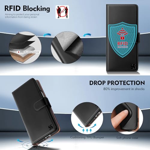 Shieldtop Compatible with Samsung Galaxy Z Fold 5 Wallet Case with Card Holder,Women Man RFID Blocking PU Leather Flip Shockproof Protective Cover Credit Card Holder Slots Kickstand,Black - color: Black, size: Samsung Galaxy Z Fold 5