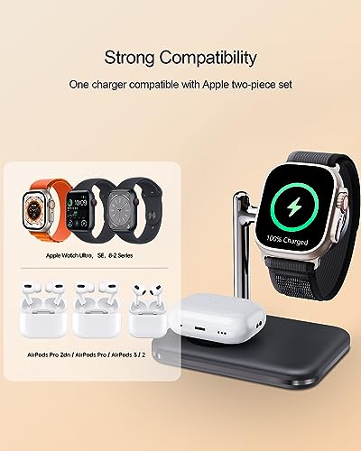 2 in 1 Charger Stand for Apple Watch and AirPods - color: Black