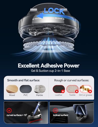 JOYROOM Car Phone Mount, [360° Rotation+Thick Case Friendly] Cell Phone Car Holder with Adjustable Spring Clip, Anti-Slip Silicone Universal Dashboard phone holder for Car for iPhone, Smartphones, GPS - color: Blue