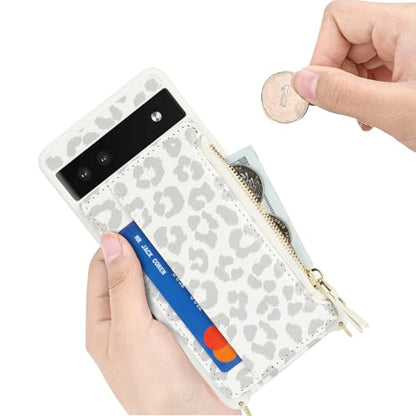Cavor Compatible with Google Pixel 6a Case Wallet, Leopard White - color: Leopard White, size: Google Pixel 6a