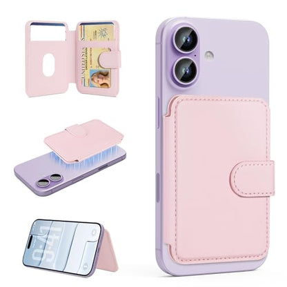for MagSafe Wallet, Magnetic Phone Wallet RFID Blocking, 4 Card Holder - color: Pink