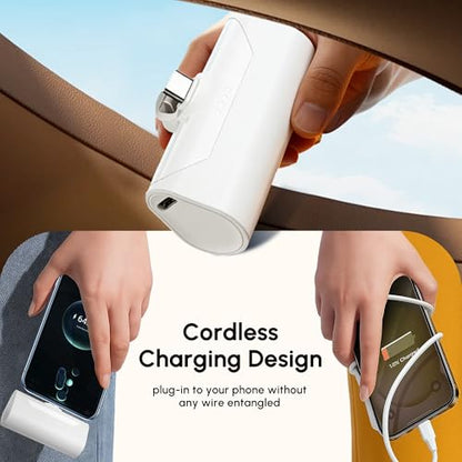 Mini USB C Power Bank for iPhone 17, 4800mah Compact Handy Portable Charger Backup Battery Pack Compatible With Samsung Note series/ iPhone 16/15 series/Samsung Galaxy Z fold series/Galaxy Flip-White - color: USBC-White