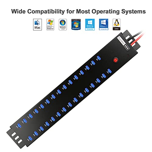 A-812 30-Port USB 2.0 Hub, 300W, 30-Device Charge & Sync