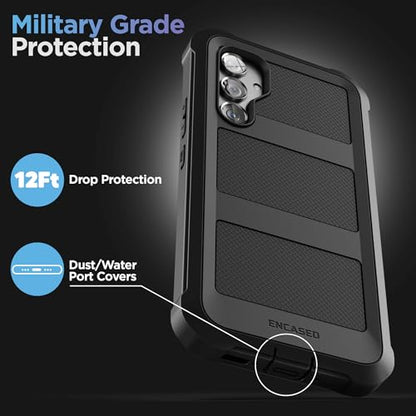 Encased Belt Case for Samsung Galaxy A54 5G with Screen Protector and Holster Clip, [Military Grade] Heavy Duty Protection (2023 FalconShield) - Black - size: A54 5G