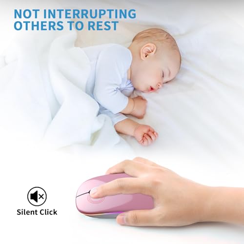 Afaartcci Rechargeable Wireless Mouse, Silent Bluetooth Mouse (Rose Gold) - color: Rose gold