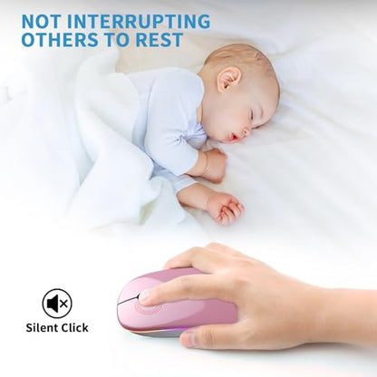 Afaartcci Rechargeable Wireless Mouse, Silent Bluetooth Mouse (Rose Gold) - color: Rose gold