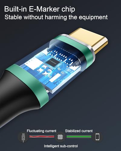 Dual Right 240W USB-C to USB-C Cable 15FT Green, Fast Charging - color: Green, size: 15FT