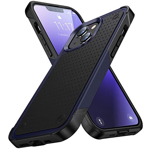 Designed for iPhone 14 Case iPhone 13 Case 2 in 1 Gift Militay Grade Drop Protective Rugged Heavy Duty Cover Shockproof Case for iPhone 14 Phone Case for Women Men boy Girl (Blue+Black) - color: Blue+Black