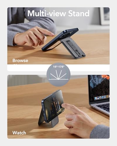 ESR for MagSafe Wallet Stand with Grip, 5 Card Holder, RFID Blocking - color: Black Carbon Fiber