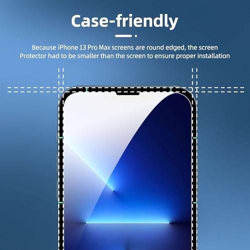 NEW'C 4 Pack, 2 Pack for iPhone 13 Pro Max Screen Protector + 2 Pack Camera Lens Protector, Sensor Protection,Case Friendly Tempered Glass Film - size: 13 Pro Max 6.7 inches