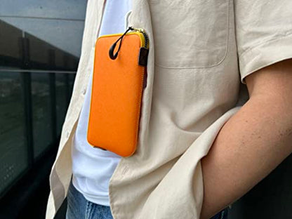 OneJoy Neoprene Phone Pouch, Lightweight Protective Cellphone Sleeve with Large Zipper Opening, Inner Pocket, Thermal Insulated, Durable Cell Phone Carrier for iPhone & Smartphones [ Orange ] - color: Orange