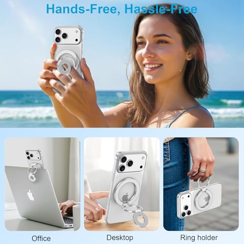 Magnetic Phone Grip MagSafe Phone Ring Holder Stand for Pixel 10a 10 Pro XL - color: silver