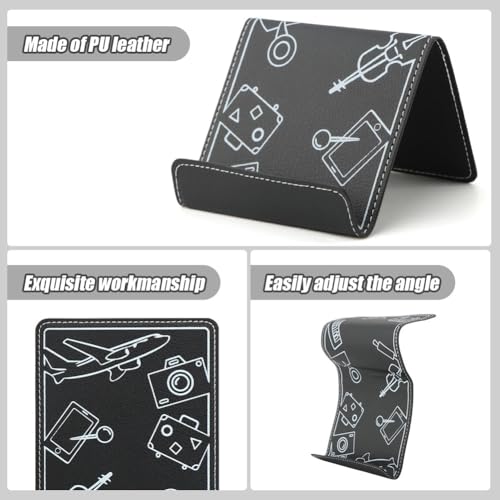Airplane Phone Holder, Foldable Flexible Travel Phone Stand - color: Black
