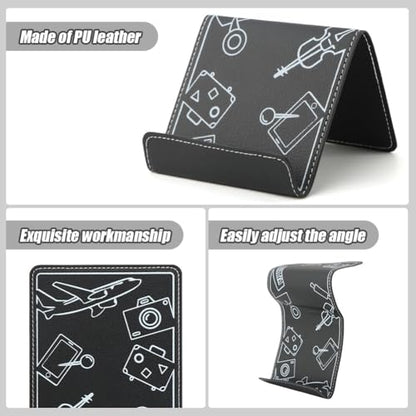 Airplane Phone Holder, Foldable Flexible Travel Phone Stand - color: Black