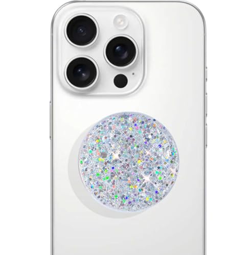 Stretchable Phone Stand, Suitable for Circular Foldable Phone Accessories for Mobile Phones and Tablets- Transparent Shine(Starlight Heart) Crystal (Starlight Silver) - color: Starlight Silver