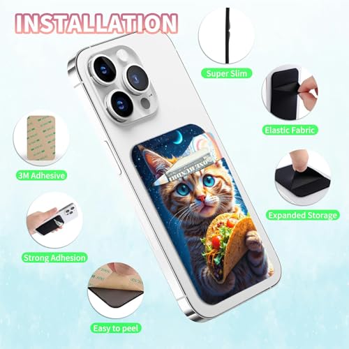Phone Credit Card Holder Stick on, Cell Phone Pocket Self Adhesive Stretchy Stick on Wallet ID Credit Card Case Pouch Sleeve with Flap for All Smartphones, Hamburg Orange Cat - color: Hamburg Orange Cat
