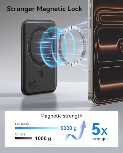 for MagSafe Wallet, Works with Apple Find My,5 Card Holder with Stand, Magnetic Phone Wallet Stand for iPhone 17/16/15/14/13/12 Pro Max Air Plus, RFID Blocking Vegan Leather,Black - color: Findmy Black