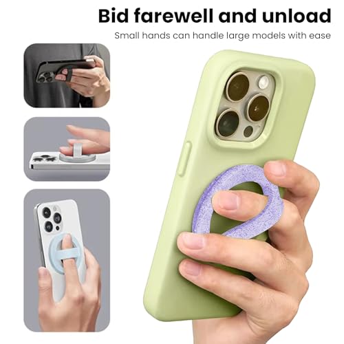 Magnetic Silicone Phone Grip Ring Holder Compatible with MagSafe Phone Case - color: Starlight Purple