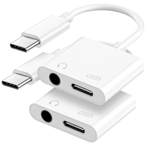 Criello USB C to 3.5mm Headphone and Charger Adapter 2 Pack - color: White, size: 2 Pack