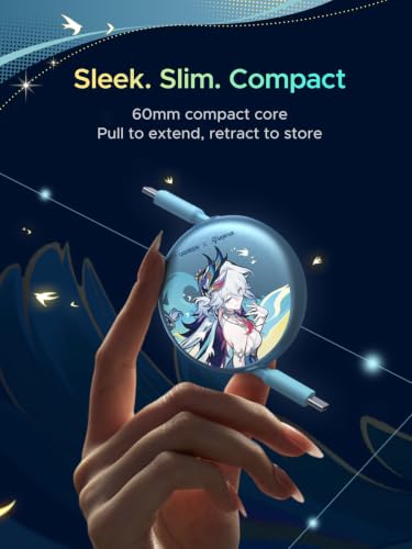 UGREEN Nexode 100W Retractable Cable Honkai: Star Rail, Glacier Blue, 3.3FT - color: Glacier Blue