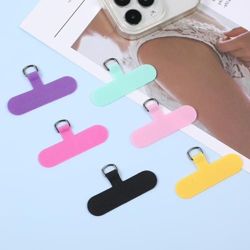 12 Pcs Phone Tether Tab, Safety Lanyard Patch Adjustable Strap, Adjustable and Removable Universal Cell Phone Multifunctional Patch without Adhesive (6 colors)
