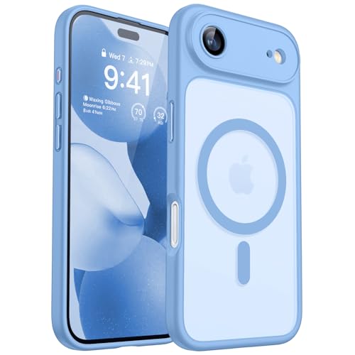 CANSHN Magnetic Compatible with iPhone Air Case, Light Blue | Full Camera Protection, Compatible with MagSafe, Translucent Matte, Military-Grade Protection, Scratch Resistant, Slim Fit - color: Light Blue, size: iPhone Air (6.9 Inch,1 Lens)