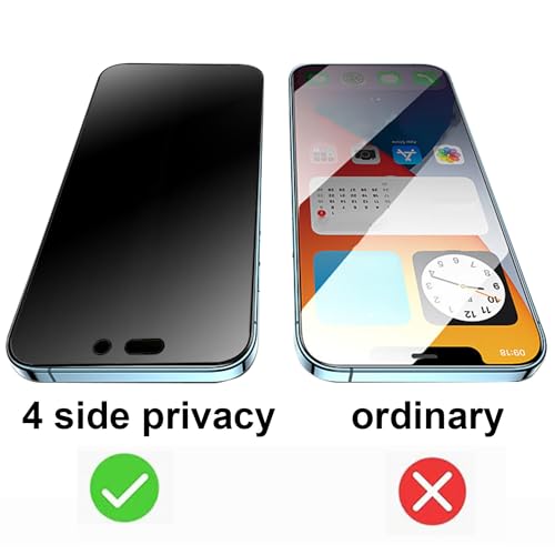 2 Pack 360 Degree Anti-glare Privacy Screen Protector for iPhone 16 Pro/iPhone 17 Matte Anti-Spy 4 Direction Soft Film 6.3 inch - size: For iPhone 16 Pro