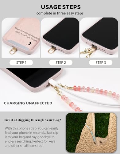 CH.yishi Beaded Phone Charm Wrist Strap with Tether Tab,Camera Lanyard - color: Yellow Lemon Quartz